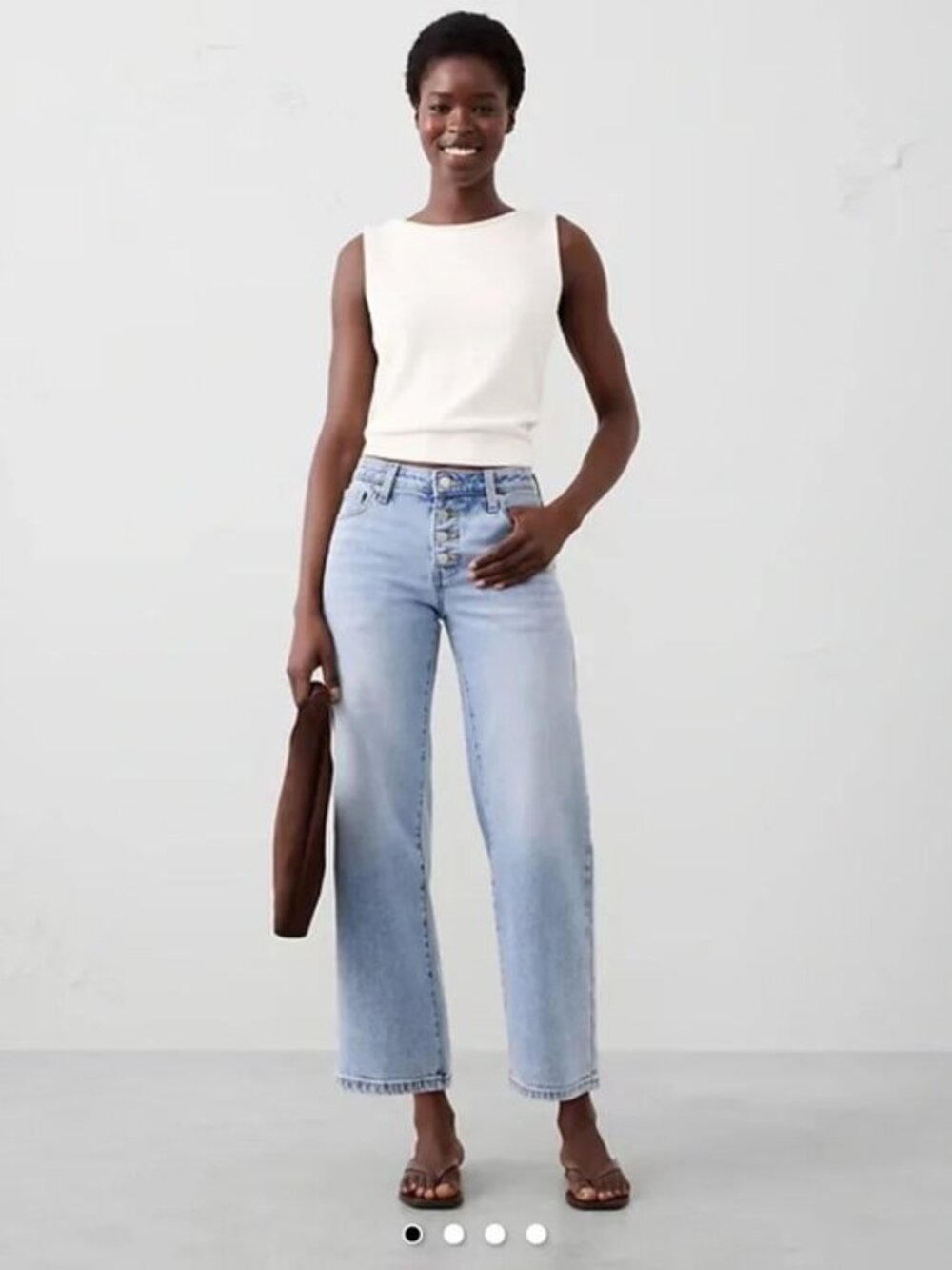 Banana Republic Mid Rise Straight Wide Leg Crop Button Fly Jeans Light Wash 31